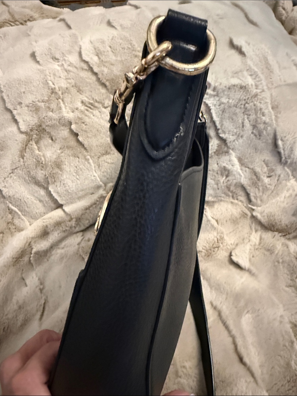 Coach Black Leather Shoulder Bag with Gold Carriage Medallion - Picture 6 of 10